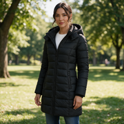 Chaqueta Acolchada Mujer con Capucha - Abrigo Ligero Midi