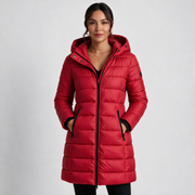 Chaqueta Acolchada Mujer con Capucha - Abrigo Ligero Midi