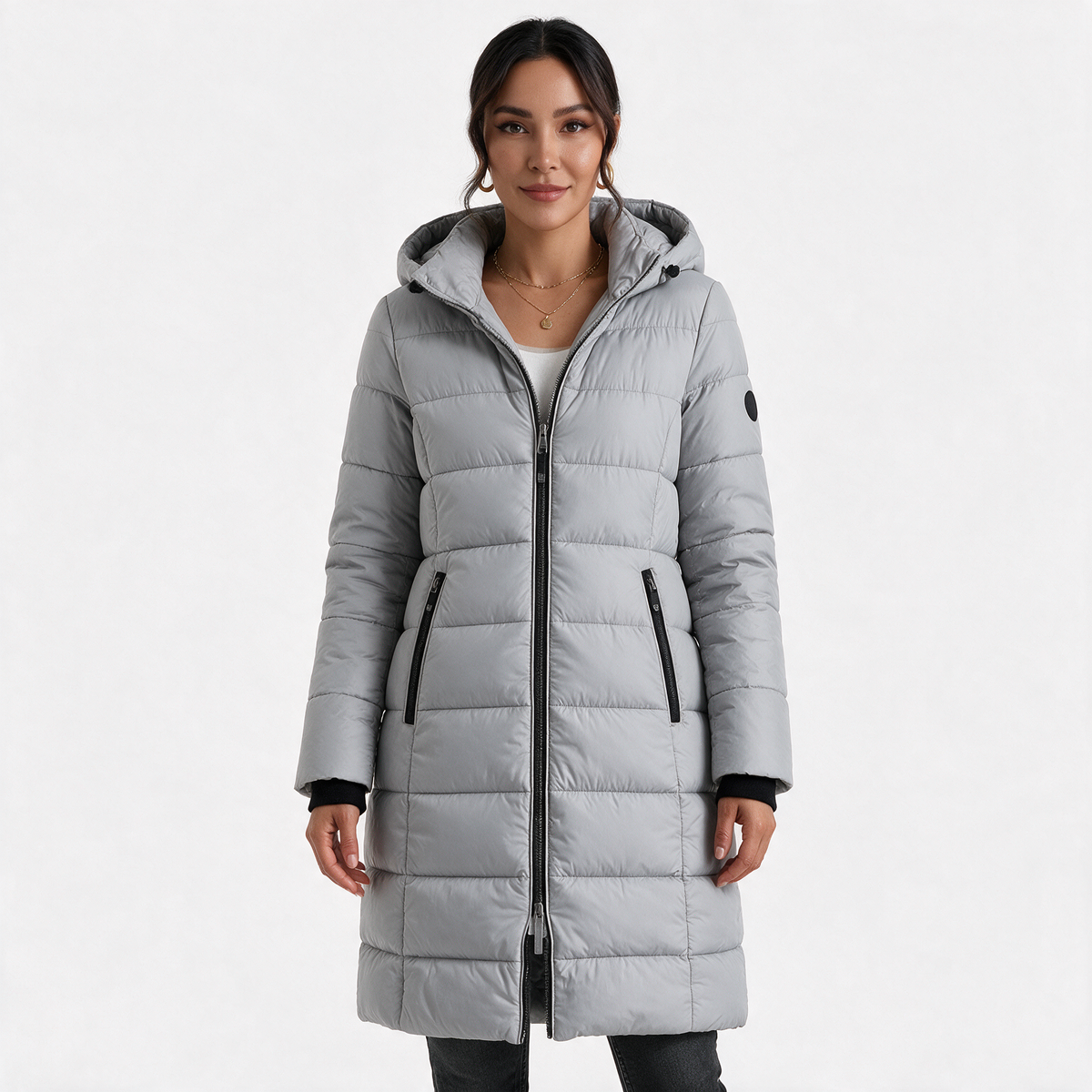 Chaqueta Acolchada Mujer con Capucha - Abrigo Ligero Midi