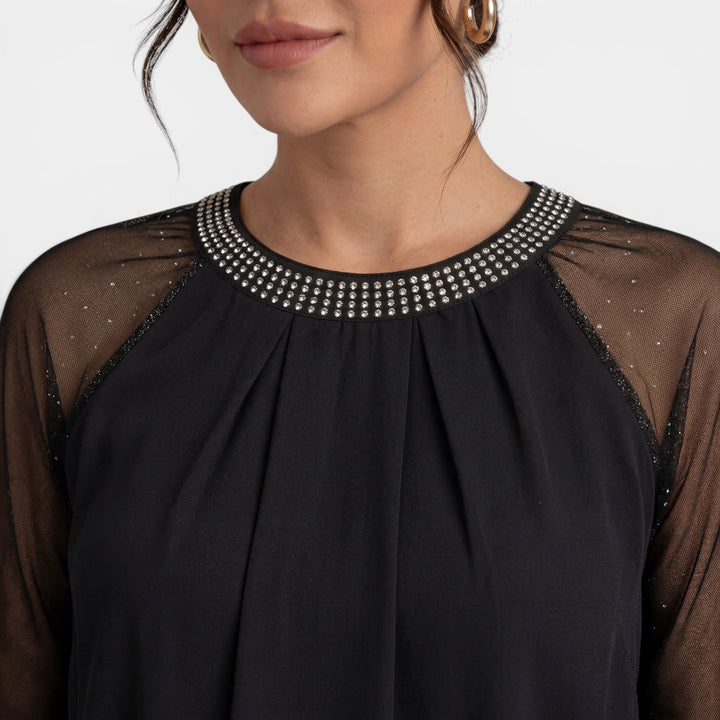 Blusa Mujer Manga Larga Transparente