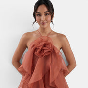 Vestido Largo Halter Mujer con Flor