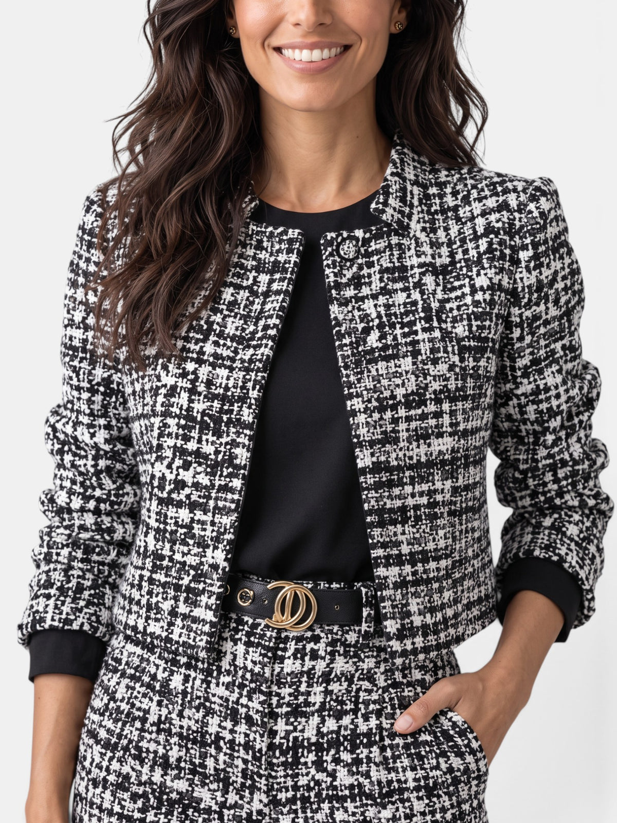 Women's Plaid Wide-Leg Pants Set