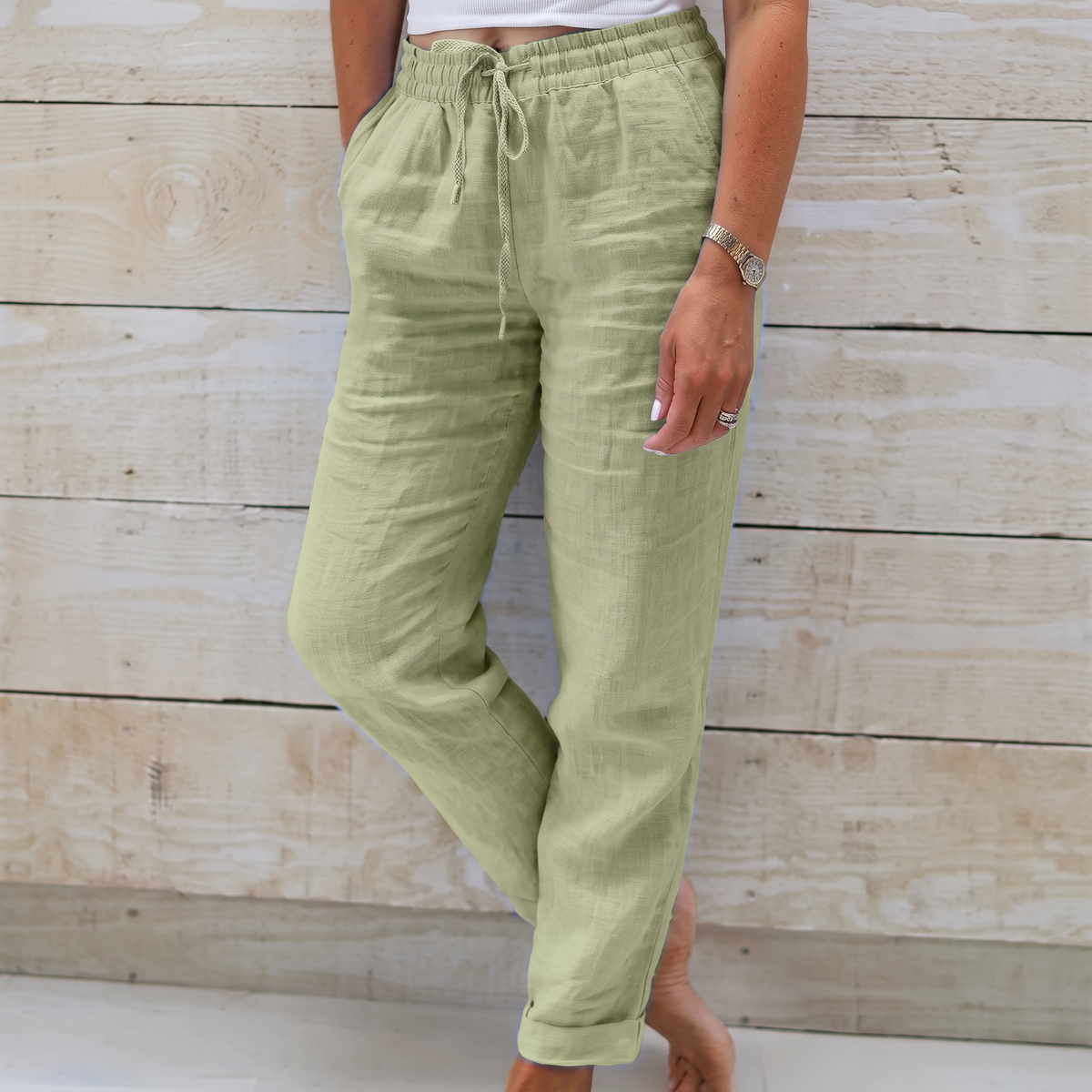 Pantalones Holgados con Cordón para Mujer - Corte Cómodo y Fluido