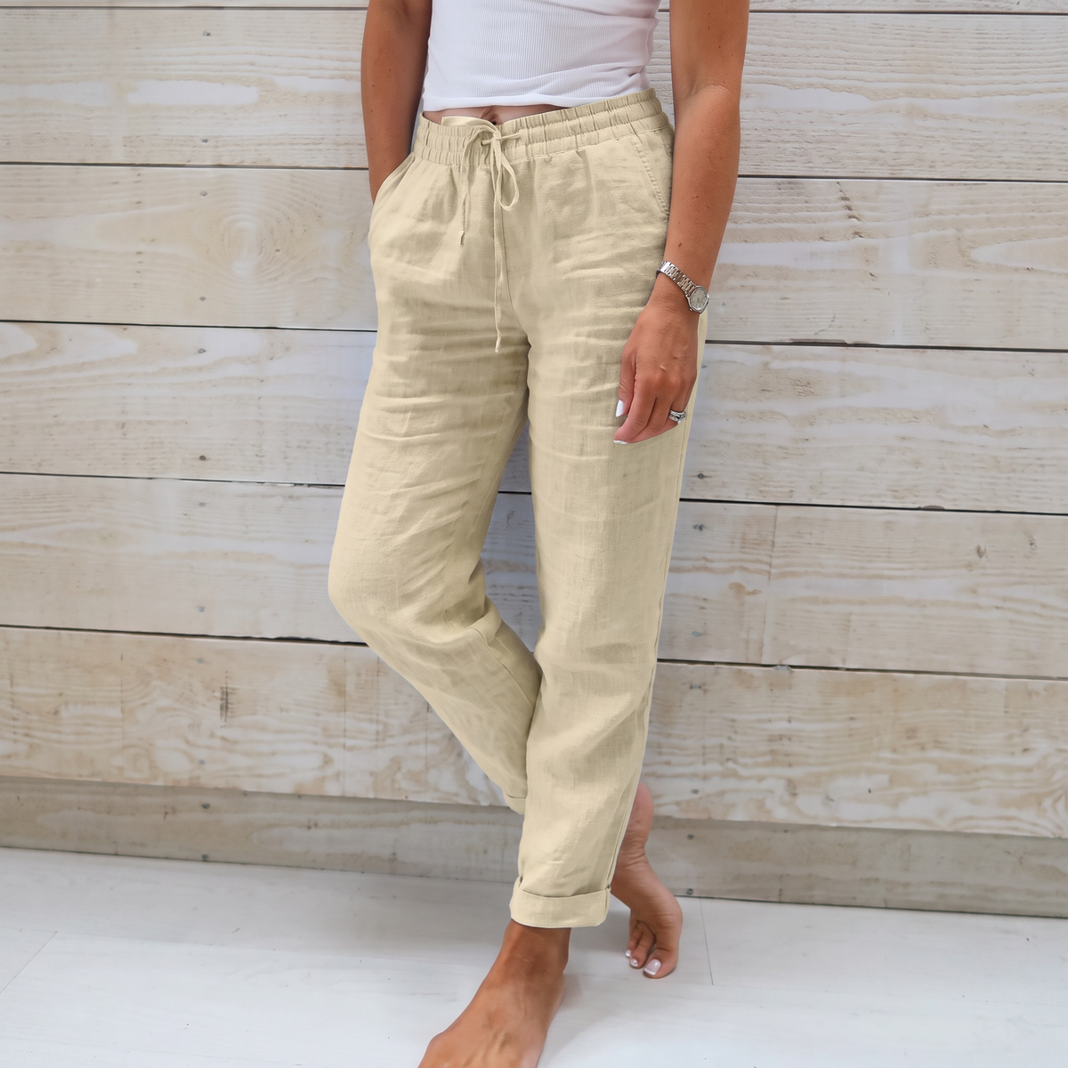 Pantalones Holgados con Cordón para Mujer - Corte Cómodo y Fluido