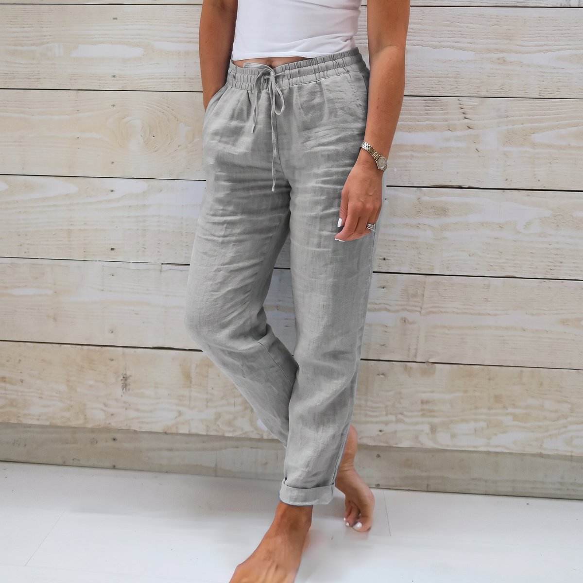 Pantalones Holgados con Cordón para Mujer - Corte Cómodo y Fluido