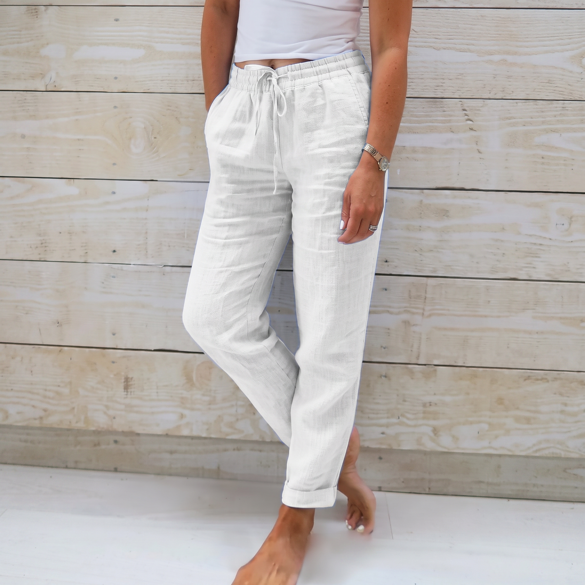 Pantalones Holgados con Cordón para Mujer - Corte Cómodo y Fluido