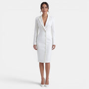 Vestido Midi Mujer Elegante – Vestido Blazer Entallado Botonadura Simple