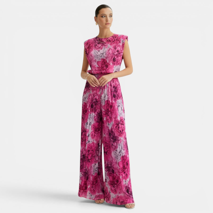 Conjunto Mujer sin Mangas con Pantalón Wide Leg