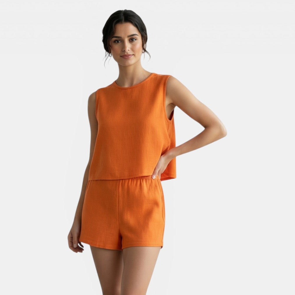Conjunto Mujer Chaleco y Shorts Verano