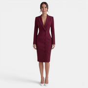 Vestido Midi Mujer Elegante – Vestido Blazer Entallado Botonadura Simple