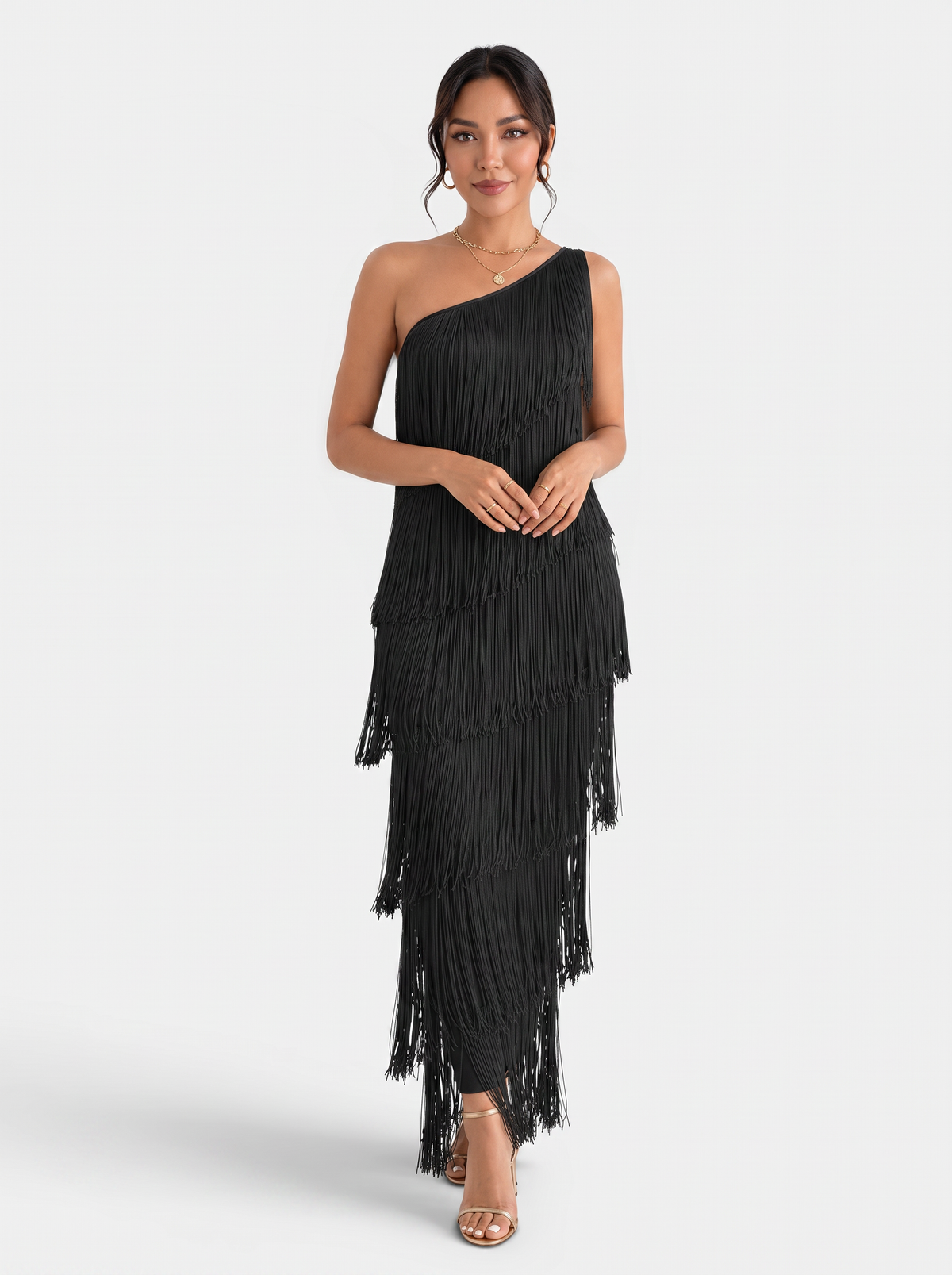 Vestido Mujer Fiesta Flecos