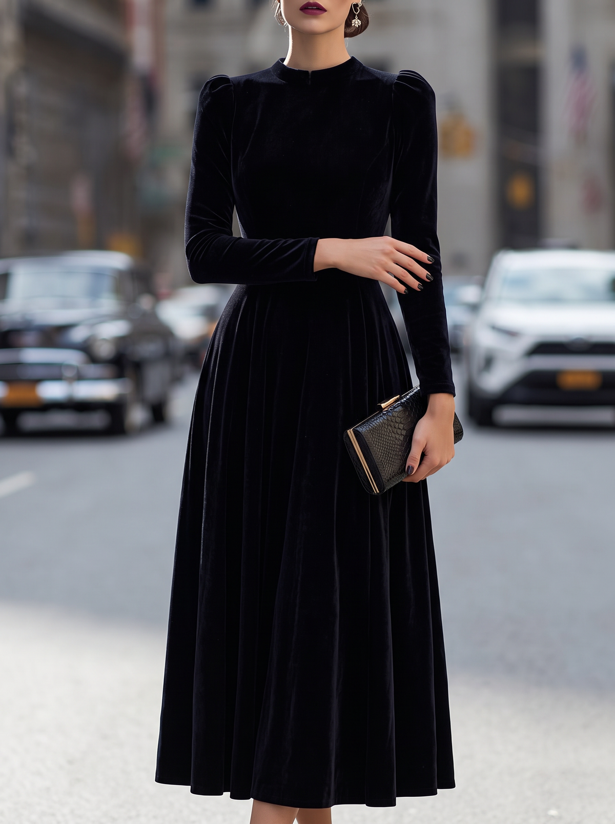 Long Sleeve Midi Wedding Guest Dress