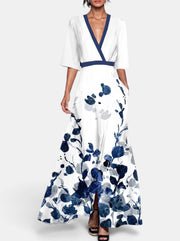 Vestido Invitada de Boda Manga Corta Largo Floral