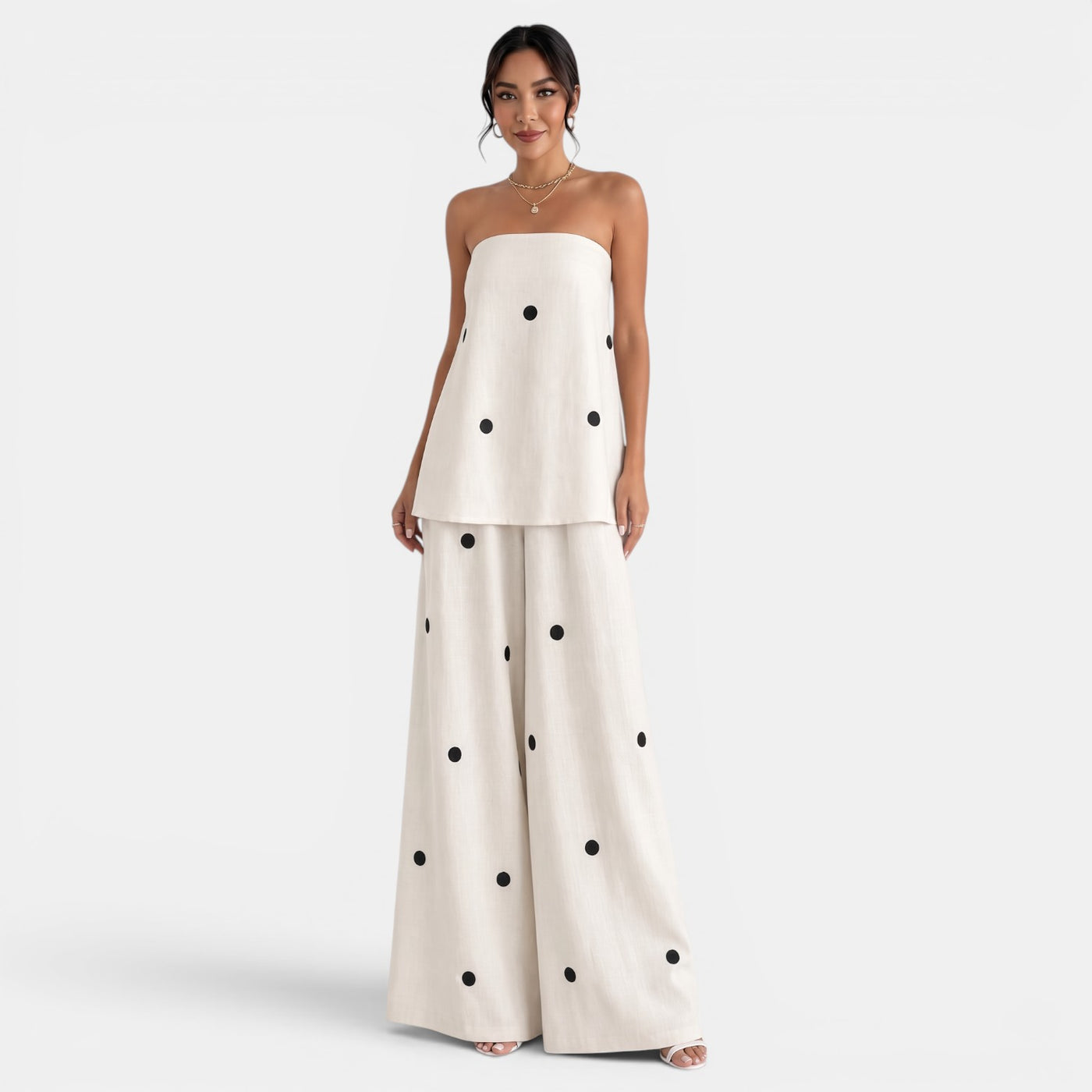 Conjunto Mujer Beige de Lunares