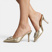 Crystal Heel Mule Sandals