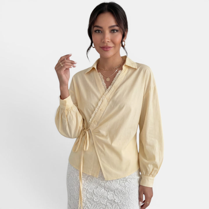 Blusa Encaje Lazo Mujer