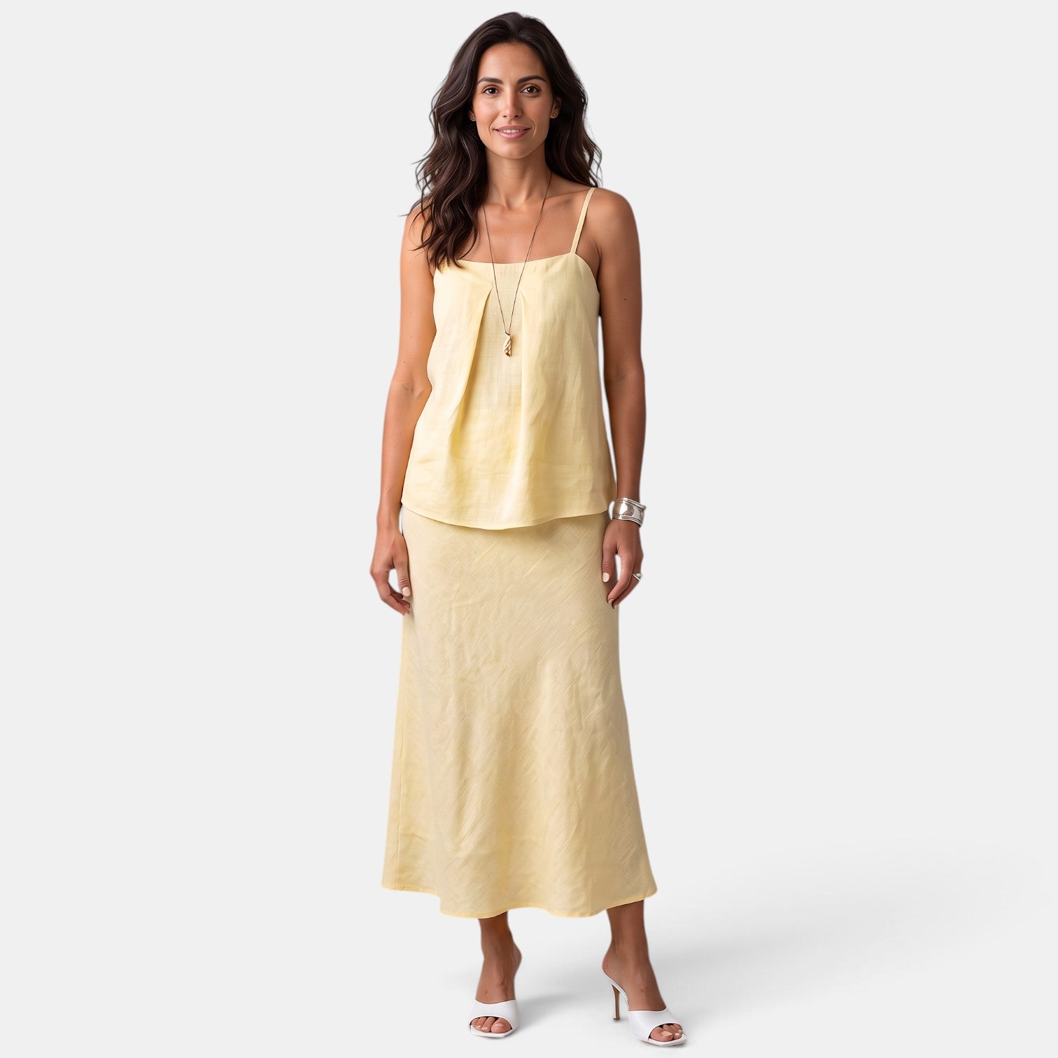 Women's Butter Yellow Mermaid Skirt Set