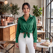 Blusa Mujer Satén Manga Larga