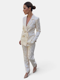 Women's Blazer and Wide Leg Pants Set - 2-Piece Suit