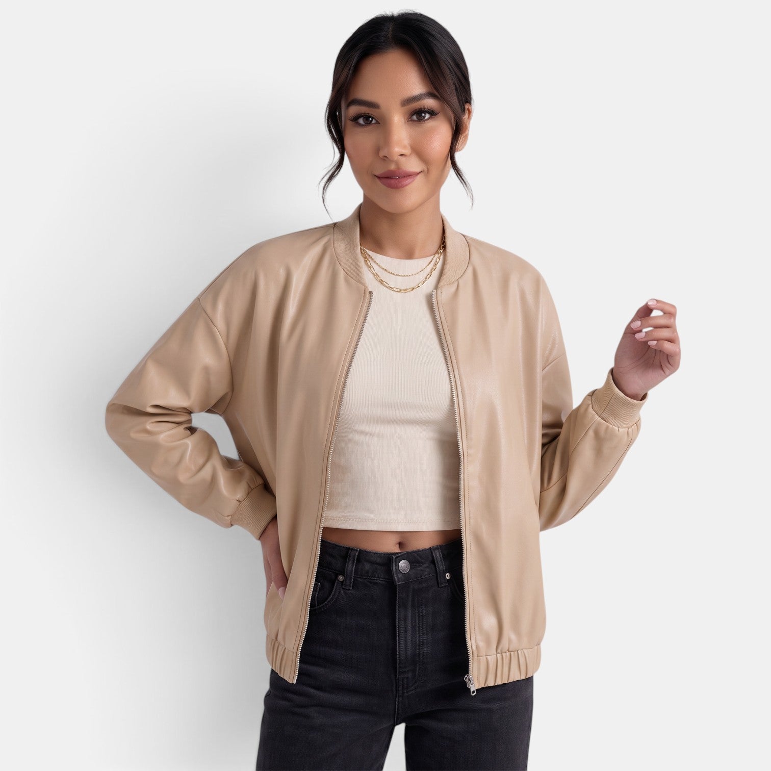 Women's Faux Leather Biker Jacket