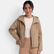 Women's Short Trench Coat with Hood Mid-Season Jacket