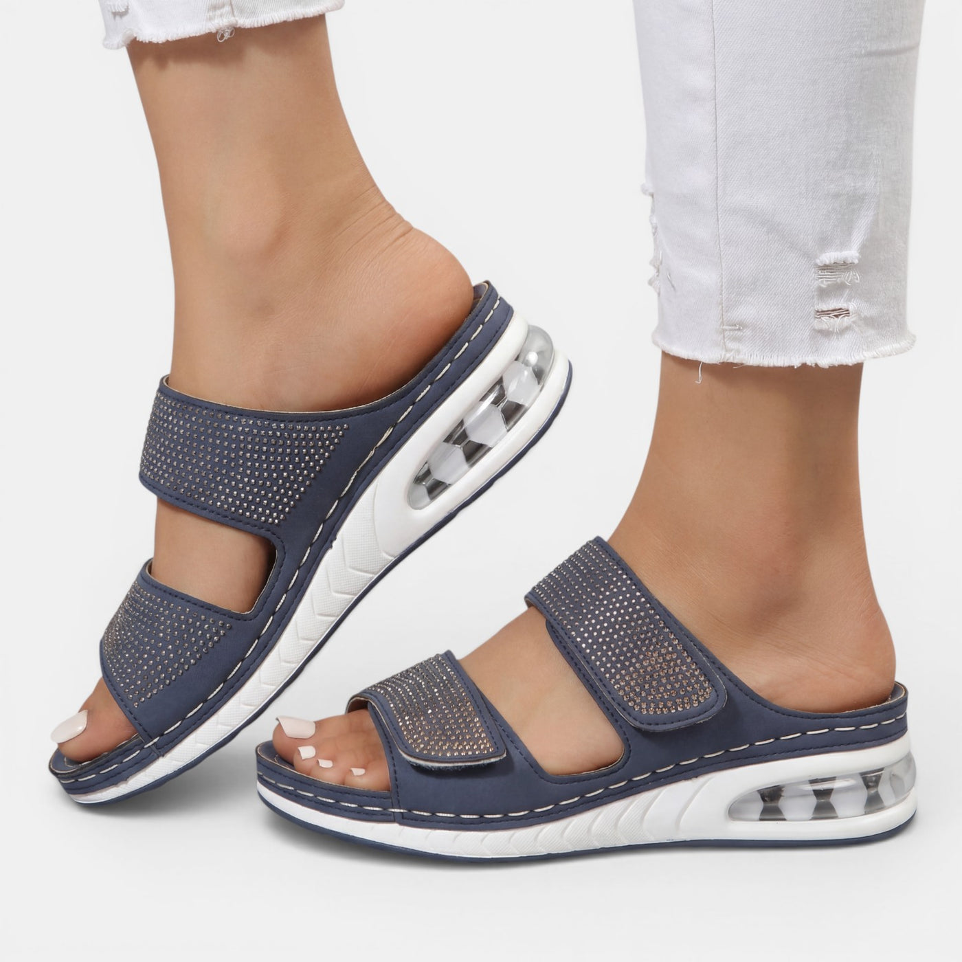 Women's Orthopedic Wedge Sandals with Rhinestones