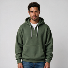 Sudadera Hombre Textura Gofre con Capucha y Cremallera