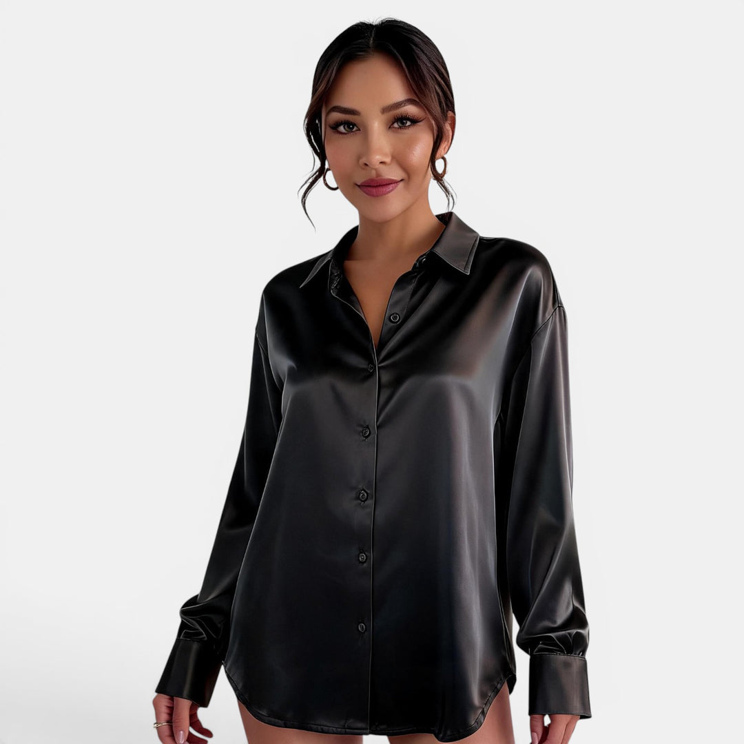 Blusa Satinada Mujer Manga Larga