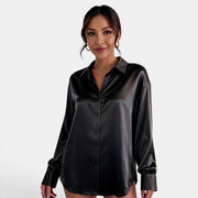 Blusa Satinada Mujer Manga Larga