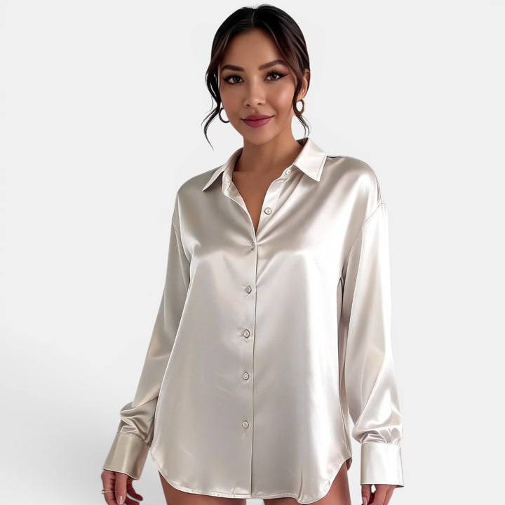 Blusa Satinada Mujer Manga Larga