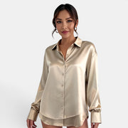 Blusa Satinada Mujer Manga Larga