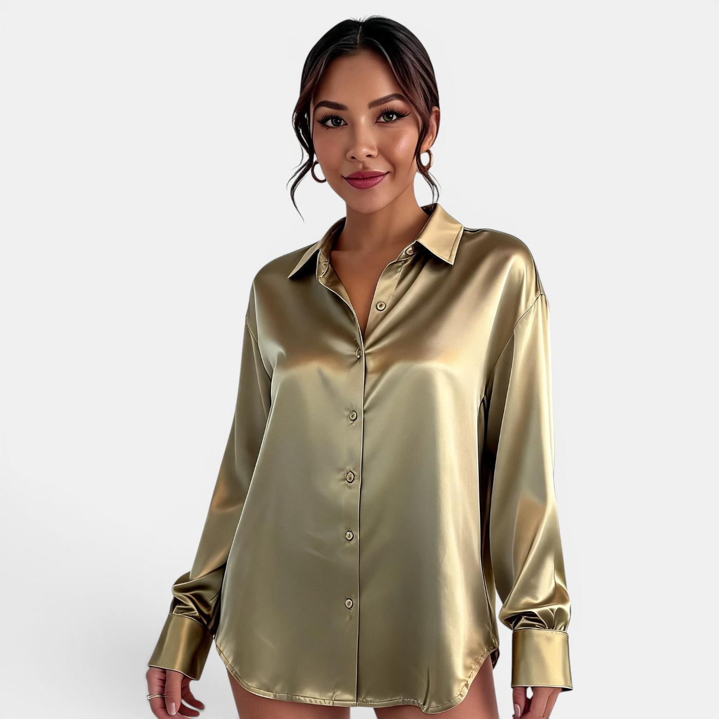Blusa Satinada Mujer Manga Larga