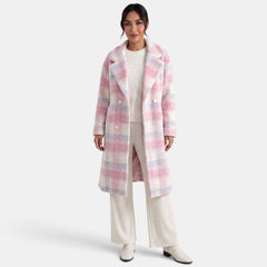 Abrigo Mujer Lana Rosa Largo