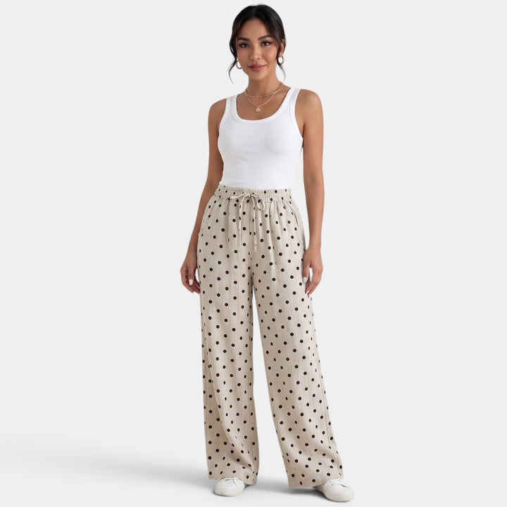 Pantalón Harén Lino Lunares Mujer