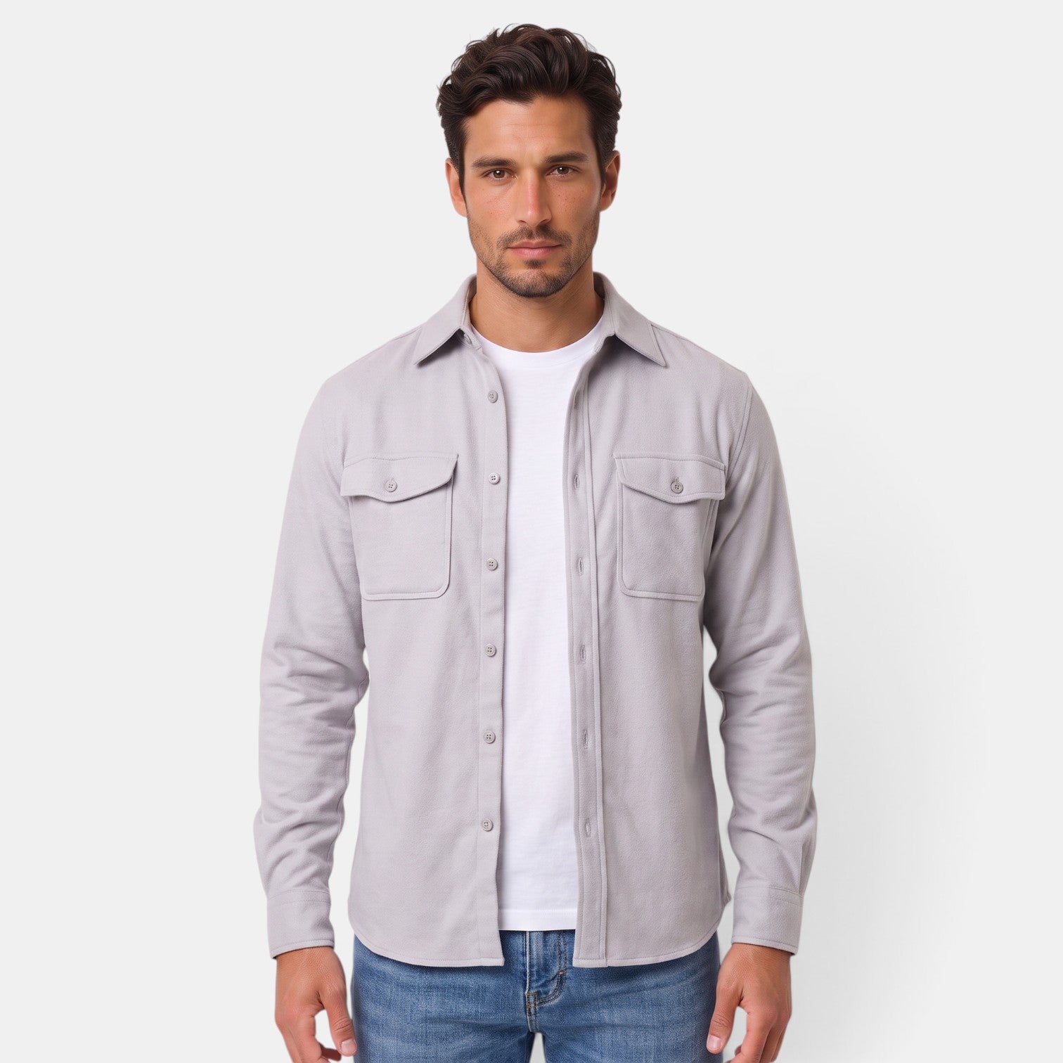 Sobrecamisa Hombre Algodón Premium Casual Manga Larga Holgada