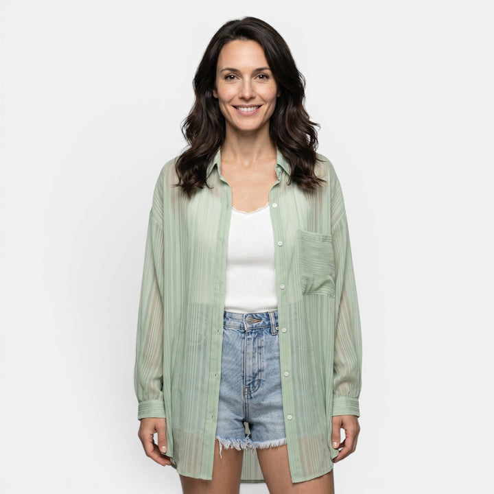 Camisa Chiffon Mujer Verano Transparente