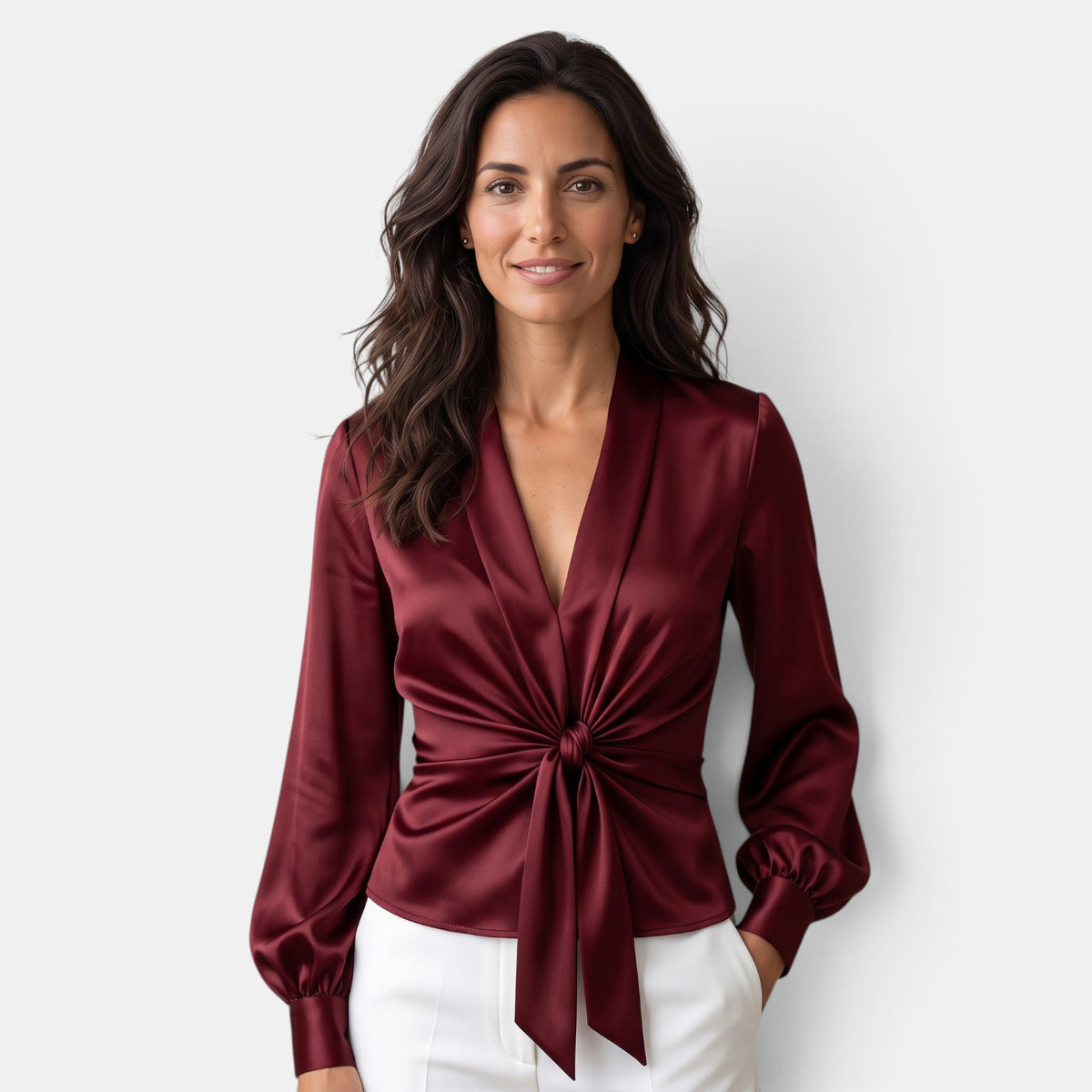 Blusa Mujer Satinada Manga Larga