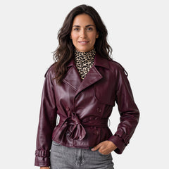 Chaqueta de Cuero Mujer Burdeos