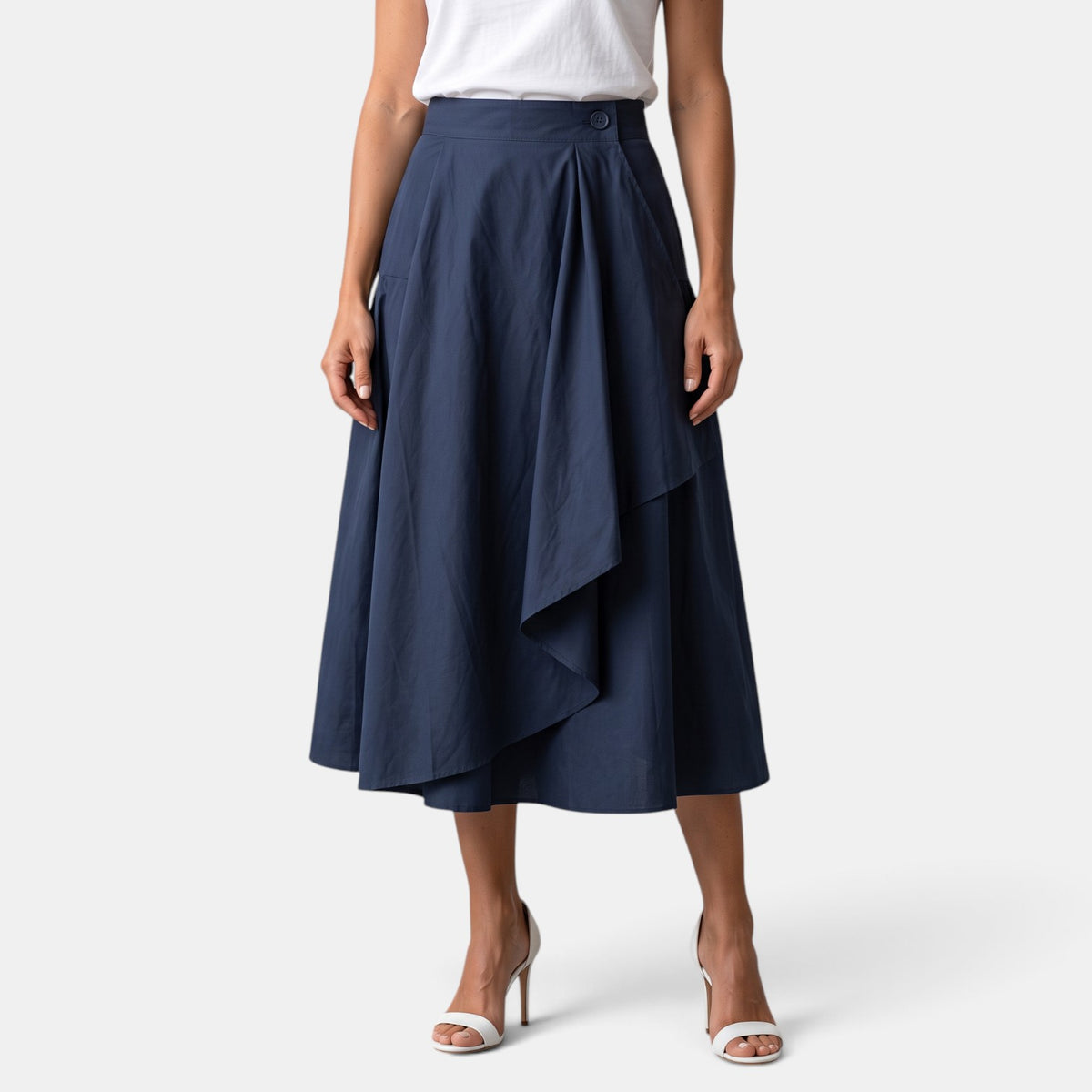Falda Midi Mujer Cintura Alta