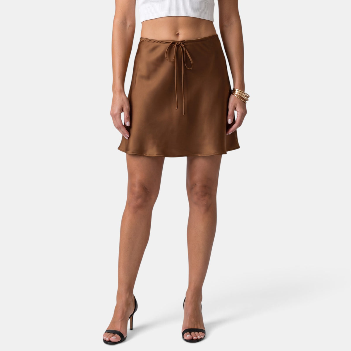 Women's Satin Mini Skirt with Drawstring