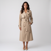 Women's Long Trench Coat with Belt