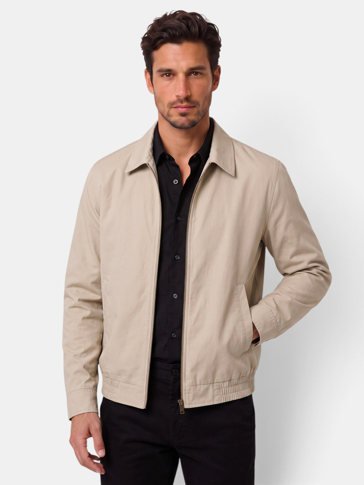 Chaqueta Hombre Cremallera Cuello Clásico