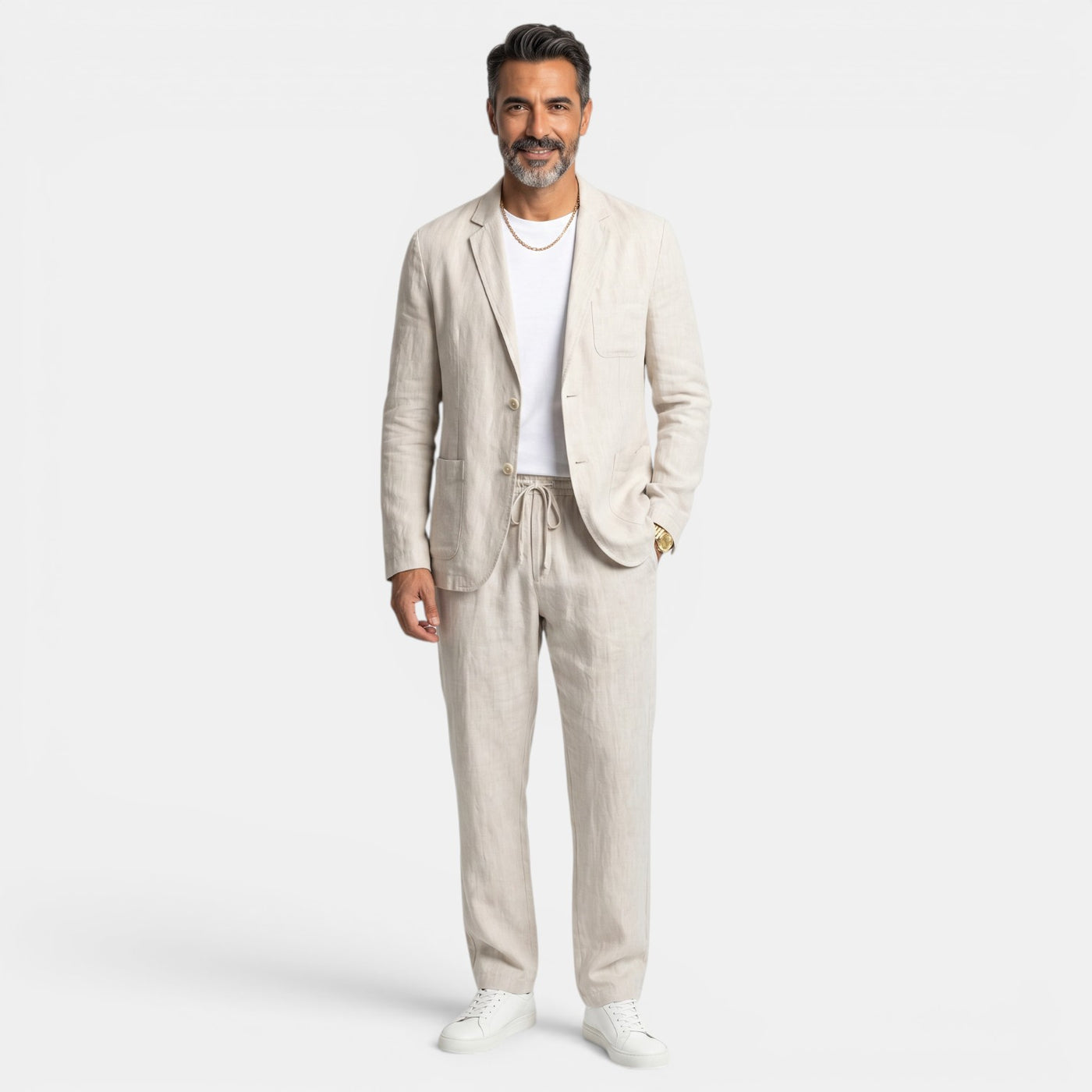 Men's Premium Linen Suit – Elegant Blazer and Pants Set for Summer