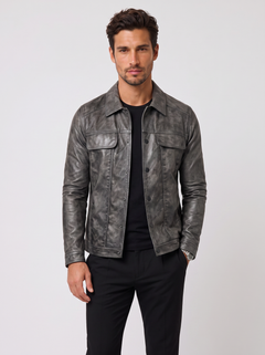 Men's Lambskin Nappa Leather Jacket - Slim Fit