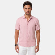 Camisa de Lino Hombre Premium – Manga Corta Transpirable