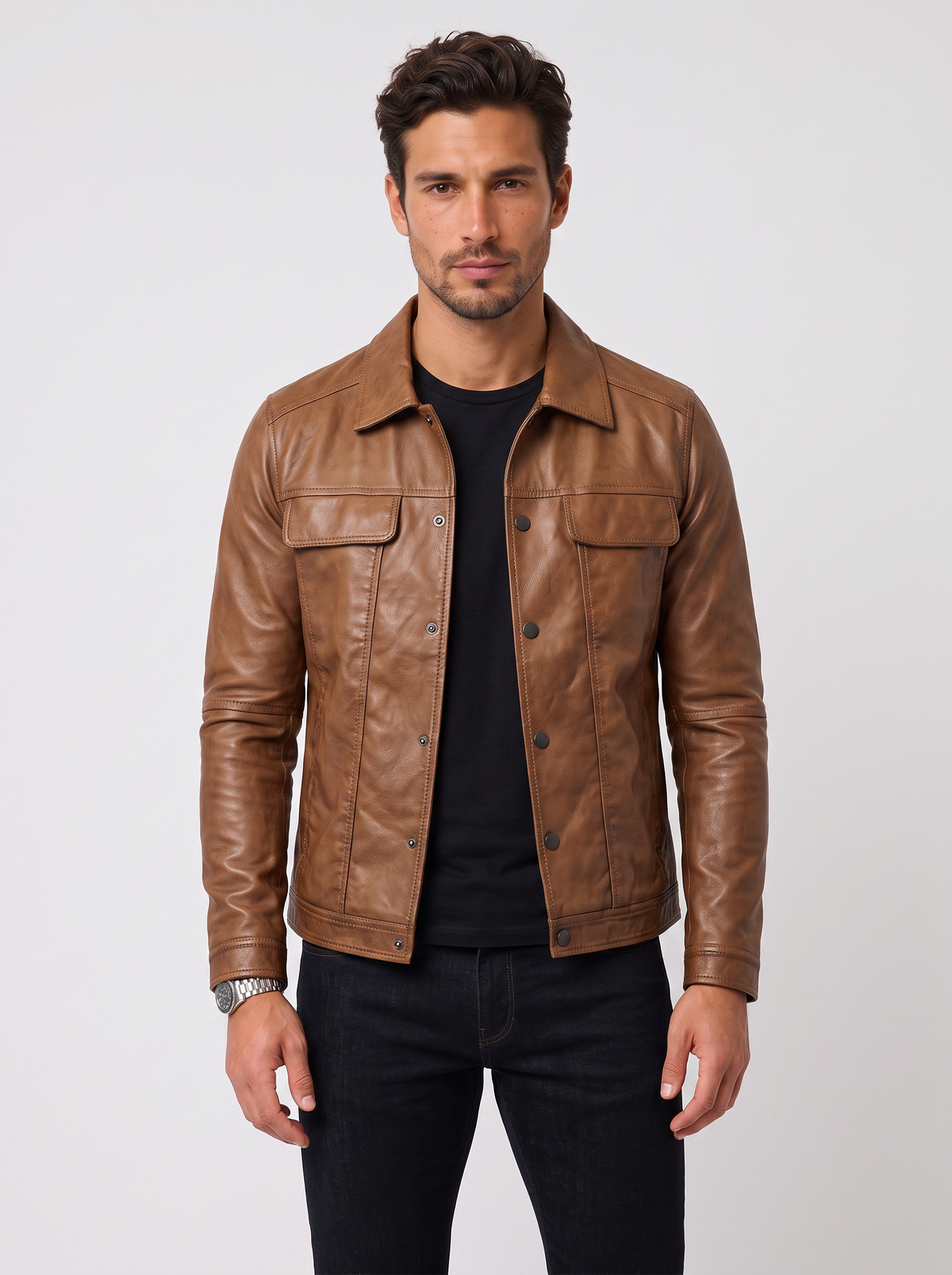 Men's Lambskin Nappa Leather Jacket - Slim Fit
