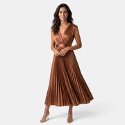 Women's Elegant V-Neck Satin Dress