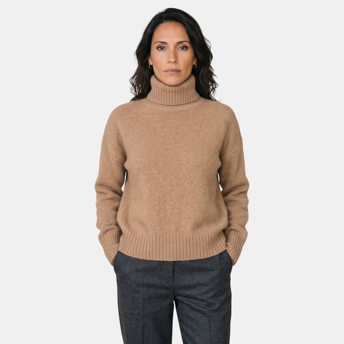 Jersey de Cuello Alto Mujer Premium – 100% Cashmere Elegante