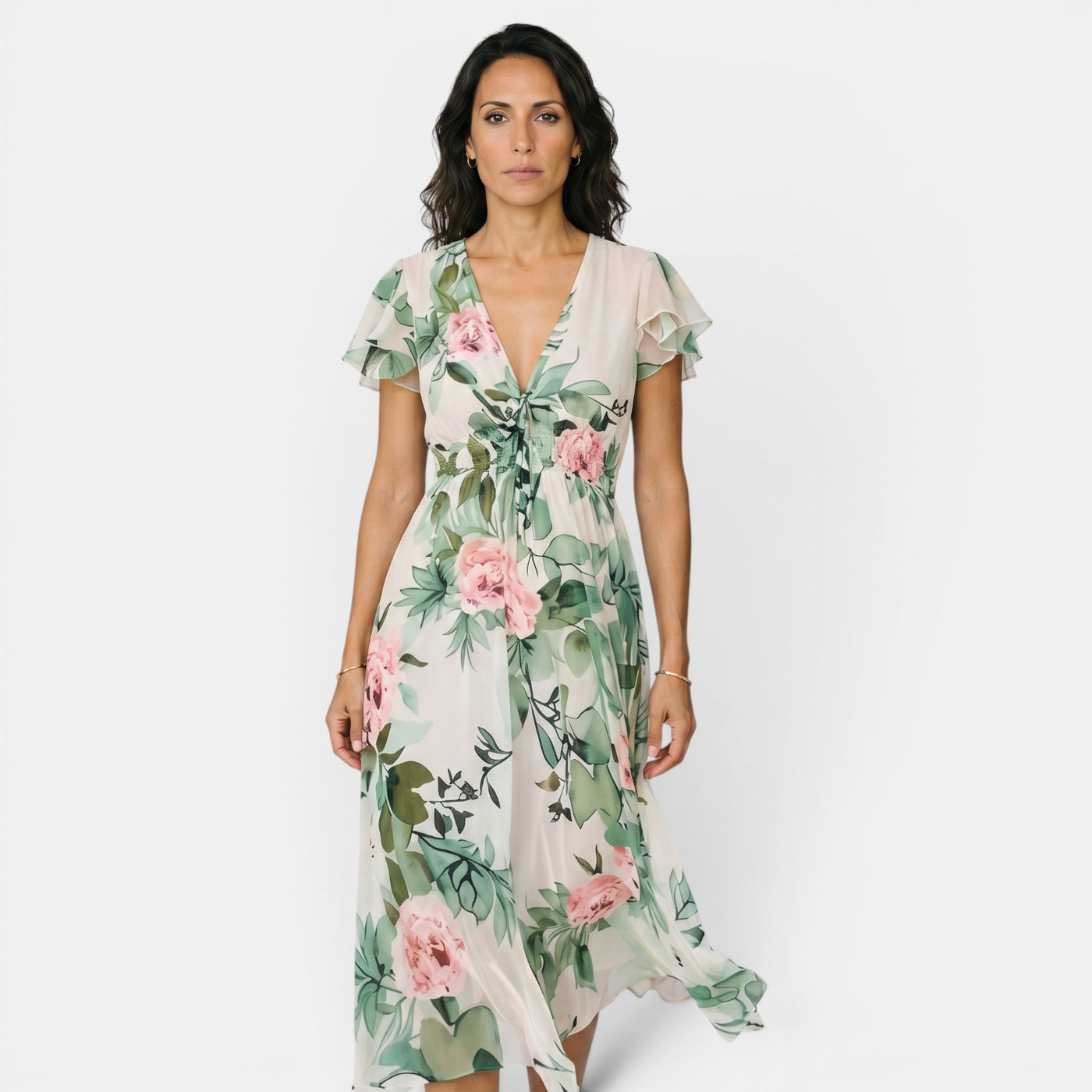 Women's Floral Boho Midi Dress