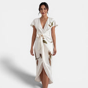 Women's Floral Wrap Midi Dress